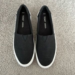 Toms black slip on shoes
